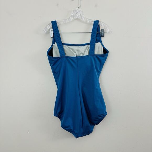 Speedo Blue One Piece Ruched Swim Suit Women’s Size 12 - Picture 2 of 6